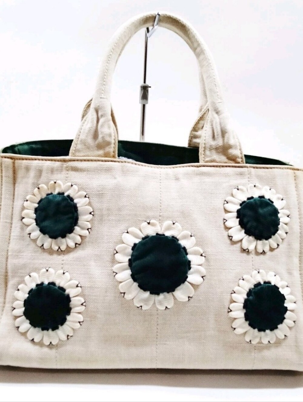Prada Canvas Flower Tote Bag